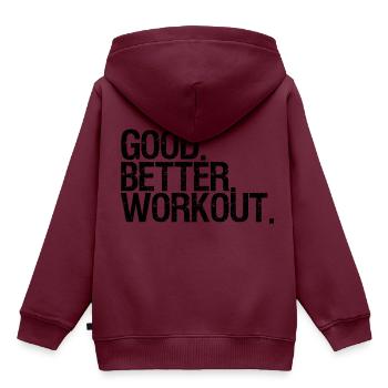 Workout - Kinder Premium Organic Hoodie - Burgunderrot - Hinten - AI Model Kid Female (0cm)