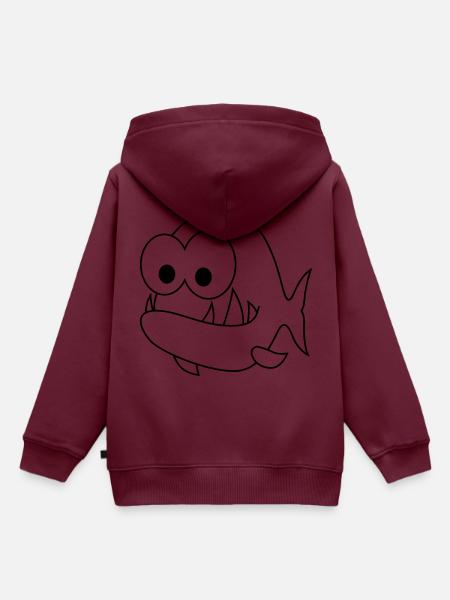 Piranha Comic Tier - Kinder Premium Organic Hoodie - Burgunderrot