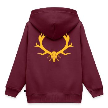 Geweih - Kinder Premium Organic Hoodie - Burgunderrot - Hinten - AI Model Kid Female (0cm)