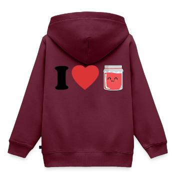 Ich liebe Marmelade - Kinder Premium Organic Hoodie - Burgunderrot - Hinten - AI Model Kid Female (0cm)