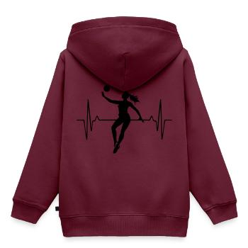 Volleyball Spielerin Puls Frequenz - Kinder Premium Organic Hoodie - Burgunderrot - Hinten - AI Model Kid Female (0cm)