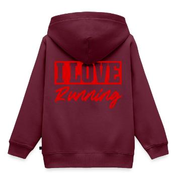Ich liebe Rennen - Kinder Premium Organic Hoodie - Burgunderrot - Hinten - AI Model Kid Female (0cm)