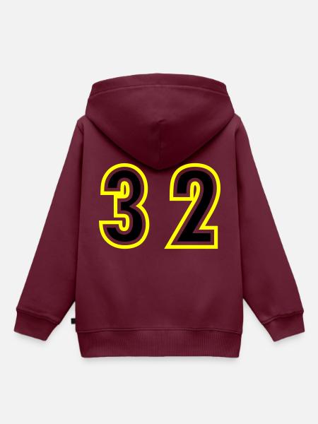 32 Zahl College - Kinder Premium Organic Hoodie - Burgunderrot