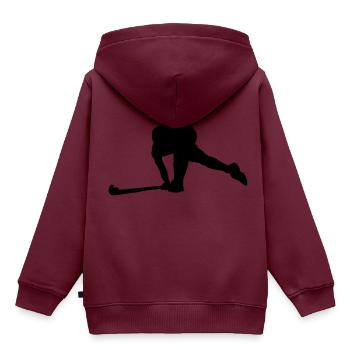 Feldhockey - Kinder Premium Organic Hoodie - Burgunderrot - Hinten - AI Model Kid Female (0cm)