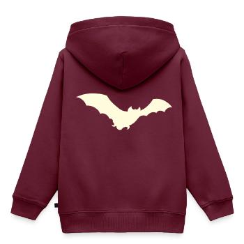 Fledermaus - Kinder Premium Organic Hoodie - Burgunderrot - Hinten - AI Model Kid Female (0cm)