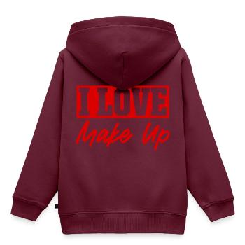 Ich liebe Make up - Kinder Premium Organic Hoodie - Burgunderrot - Hinten - AI Model Kid Female (0cm)