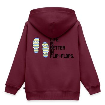 Life is better in Flip Flops - Kinder Premium Organic Hoodie - Burgunderrot - Hinten - AI Model Kid Female (0cm)