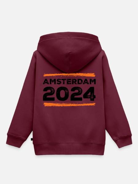 Amsterdam 2024 Spruch - Kinder Premium Organic Hoodie - Burgunderrot