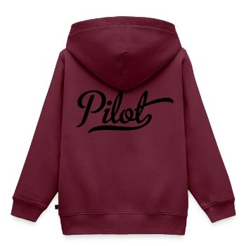Pilot - Kinder Premium Organic Hoodie - Burgunderrot - Hinten - AI Model Kid Female (0cm)
