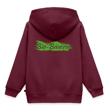 Bio- Bäuerin - Kinder Premium Organic Hoodie - Burgunderrot - Hinten - AI Model Kid Female (0cm)