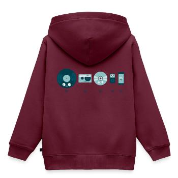 Musikgeschichte - Kinder Premium Organic Hoodie - Burgunderrot - Hinten - AI Model Kid Female (0cm)
