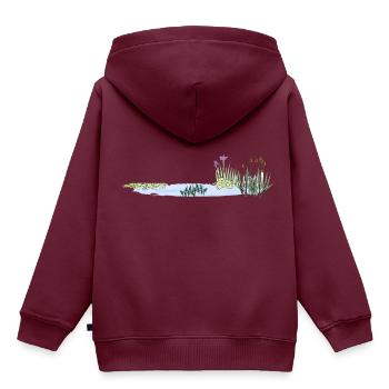 Teich - Kinder Premium Organic Hoodie - Burgunderrot - Hinten - AI Model Kid Female (0cm)