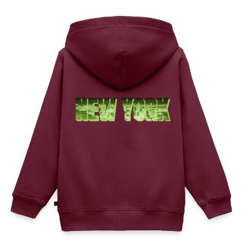 new york nyc neon - Kinder Premium Organic Hoodie - Burgunderrot - Hinten - AI Model Kid Female (0cm)