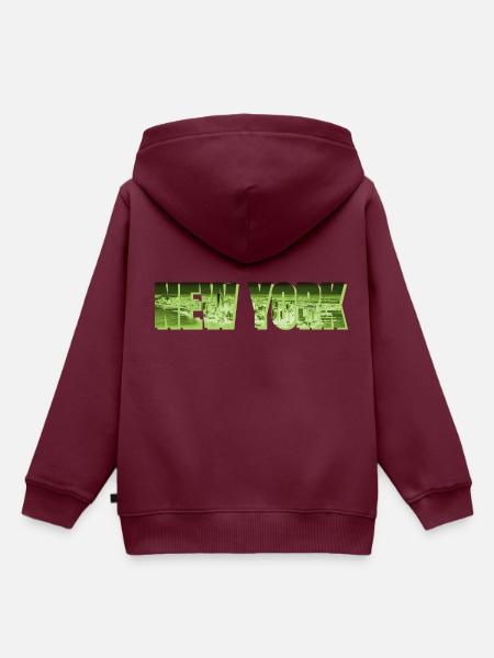 new york nyc neon - Kinder Premium Organic Hoodie - Burgunderrot