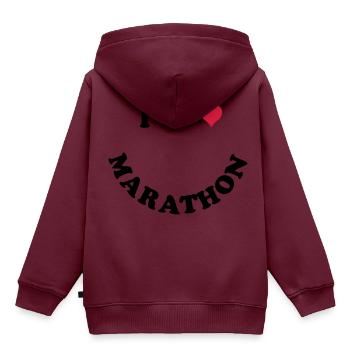 Marathon - Kinder Premium Organic Hoodie - Burgunderrot - Hinten - AI Model Kid Female (0cm)