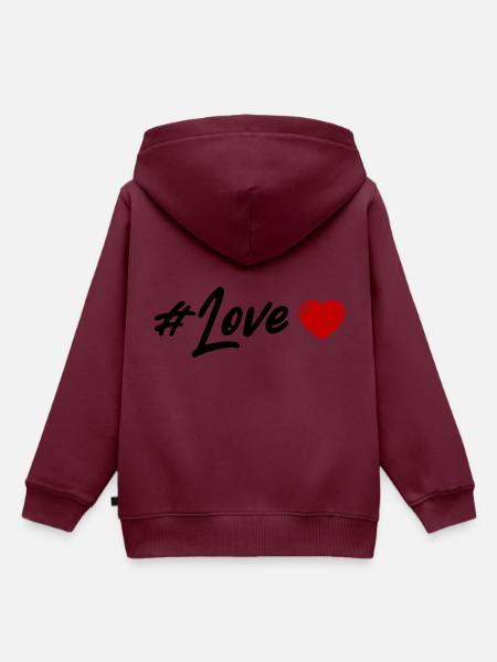 Liebe Herz - Kinder Premium Organic Hoodie - Burgunderrot