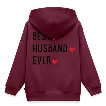 Ehemann - Kinder Premium Organic Hoodie - Burgunderrot - Hinten - AI Model Kid Female (0cm)