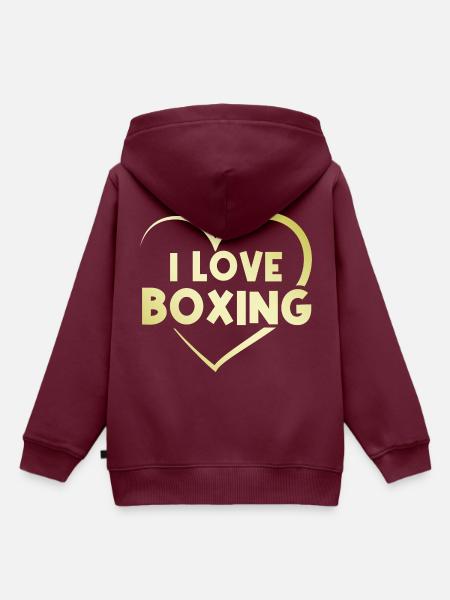 Ich liebe Boxen - Kinder Premium Organic Hoodie - Burgunderrot