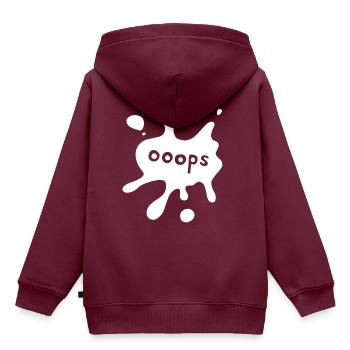 Fleck ooops white - Kinder Premium Organic Hoodie - Burgunderrot - Hinten - AI Model Kid Female (0cm)