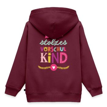 Stolzes Vorschulkind - Kinder Premium Organic Hoodie - Burgunderrot - Hinten - AI Model Kid Female (0cm)
