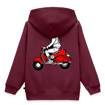 Roller Moped - Kinder Premium Organic Hoodie - Burgunderrot - Hinten - AI Model Kid Female (0cm)