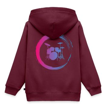 Ich mag die Drums - Kinder Premium Organic Hoodie - Burgunderrot - Hinten - AI Model Kid Female (0cm)