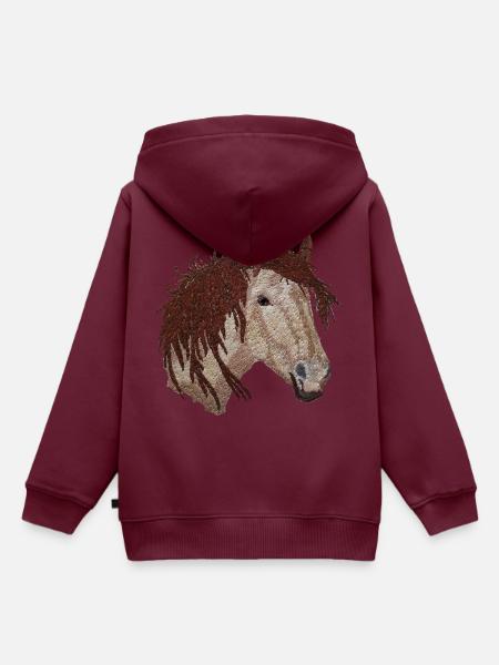 Pferd, Pferdekopf, Pferde - Kinder Premium Organic Hoodie - Burgunderrot