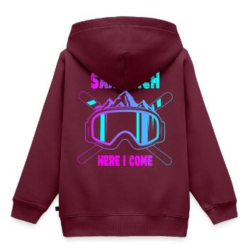 Saalbach Hinterglemm Skiurlaub Skipiste - Kinder Premium Organic Hoodie - Burgunderrot - Hinten - AI Model Kid Female (0cm)