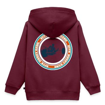 Kite Buggy Gang - Kinder Premium Organic Hoodie - Burgunderrot - Hinten - AI Model Kid Female (0cm)