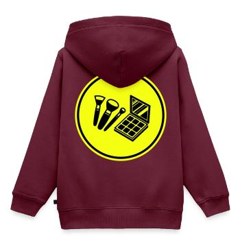 Make Up Kosmetik Icon - Kinder Premium Organic Hoodie - Burgunderrot - Hinten - AI Model Kid Female (0cm)