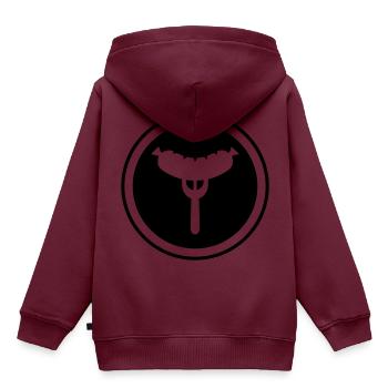 Wurst Gabel - Kinder Premium Organic Hoodie - Burgunderrot - Hinten - AI Model Kid Female (0cm)