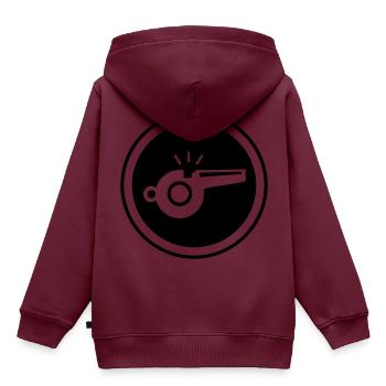 Trillerpfeife Pfeife - Kinder Premium Organic Hoodie - Burgunderrot - Hinten - AI Model Kid Female (0cm)