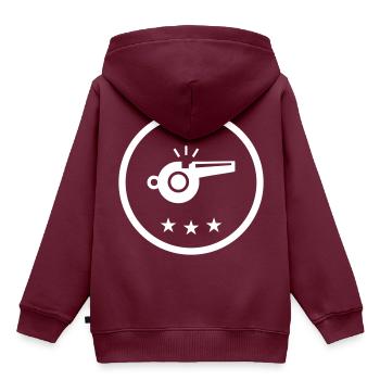 Trillerpfeife Pfeife - Kinder Premium Organic Hoodie - Burgunderrot - Hinten - AI Model Kid Female (0cm)