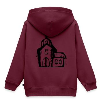 Kirche - Kinder Premium Organic Hoodie - Burgunderrot - Hinten - AI Model Kid Female (0cm)