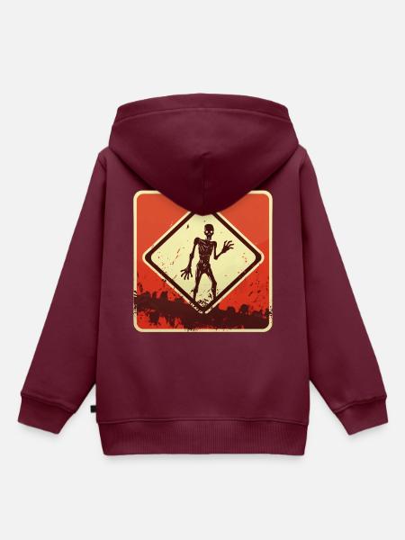 Halloween Zombieschild - Kinder Premium Organic Hoodie - Burgunderrot