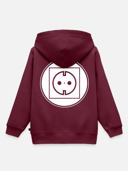 Steckdose Symbol - Kinder Premium Organic Hoodie - Burgunderrot