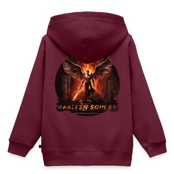 Engel - Kinder Premium Organic Hoodie - Burgunderrot - Hinten - AI Model Kid Female (0cm)