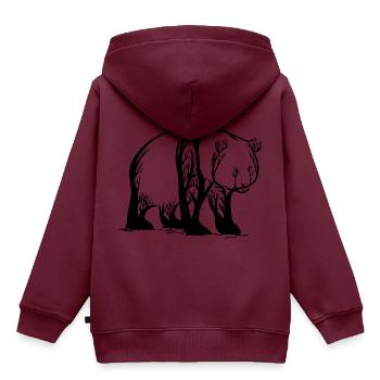 Panda Tree / Bär Asien bedroht Bambus Geschenkidee - Kinder Premium Organic Hoodie - Burgunderrot - Hinten - AI Model Kid Female (0cm)