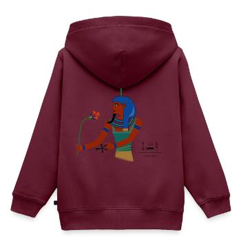 Nefertem I altägyptische Gottheit - Kinder Premium Organic Hoodie - Burgunderrot - Hinten - AI Model Kid Female (0cm)