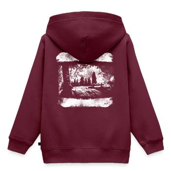 Wildnis - Kinder Premium Organic Hoodie - Burgunderrot - Hinten - AI Model Kid Female (0cm)