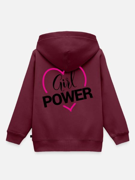 Girl Power - Kinder Premium Organic Hoodie - Burgunderrot