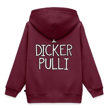 1 DICKER PULLI - Kinder Premium Organic Hoodie - Burgunderrot - Hinten - AI Model Kid Female (0cm)