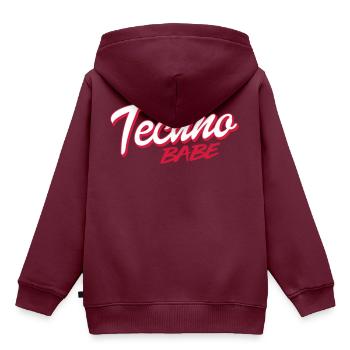 Techno Babe - Kinder Premium Organic Hoodie - Burgunderrot - Hinten - AI Model Kid Female (0cm)