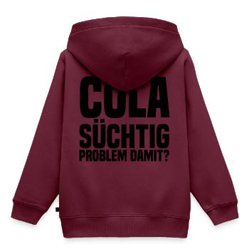 Cola suechtig Problem damit schwarz - Kinder Premium Organic Hoodie - Burgunderrot - Hinten - AI Model Kid Female (0cm)
