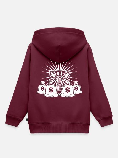 gewinner pokal sieger geld - Kinder Premium Organic Hoodie - Burgunderrot