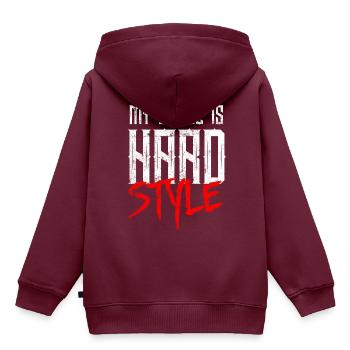 Hardstyle Musik - Kinder Premium Organic Hoodie - Burgunderrot - Hinten - AI Model Kid Female (0cm)