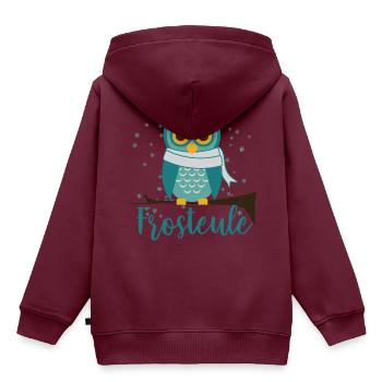 Frosteule süss kalt frost Eule - Kinder Premium Organic Hoodie - Burgunderrot - Hinten - AI Model Kid Female (0cm)