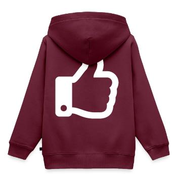 Thumbs Up White - Kinder Premium Organic Hoodie - Burgunderrot - Hinten - AI Model Kid Female (0cm)