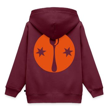 Löffel Logo Stempel - Kinder Premium Organic Hoodie - Burgunderrot - Hinten - AI Model Kid Female (0cm)