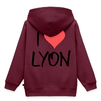 Lyon - Kinder Premium Organic Hoodie - Burgunderrot - Hinten - AI Model Kid Female (0cm)